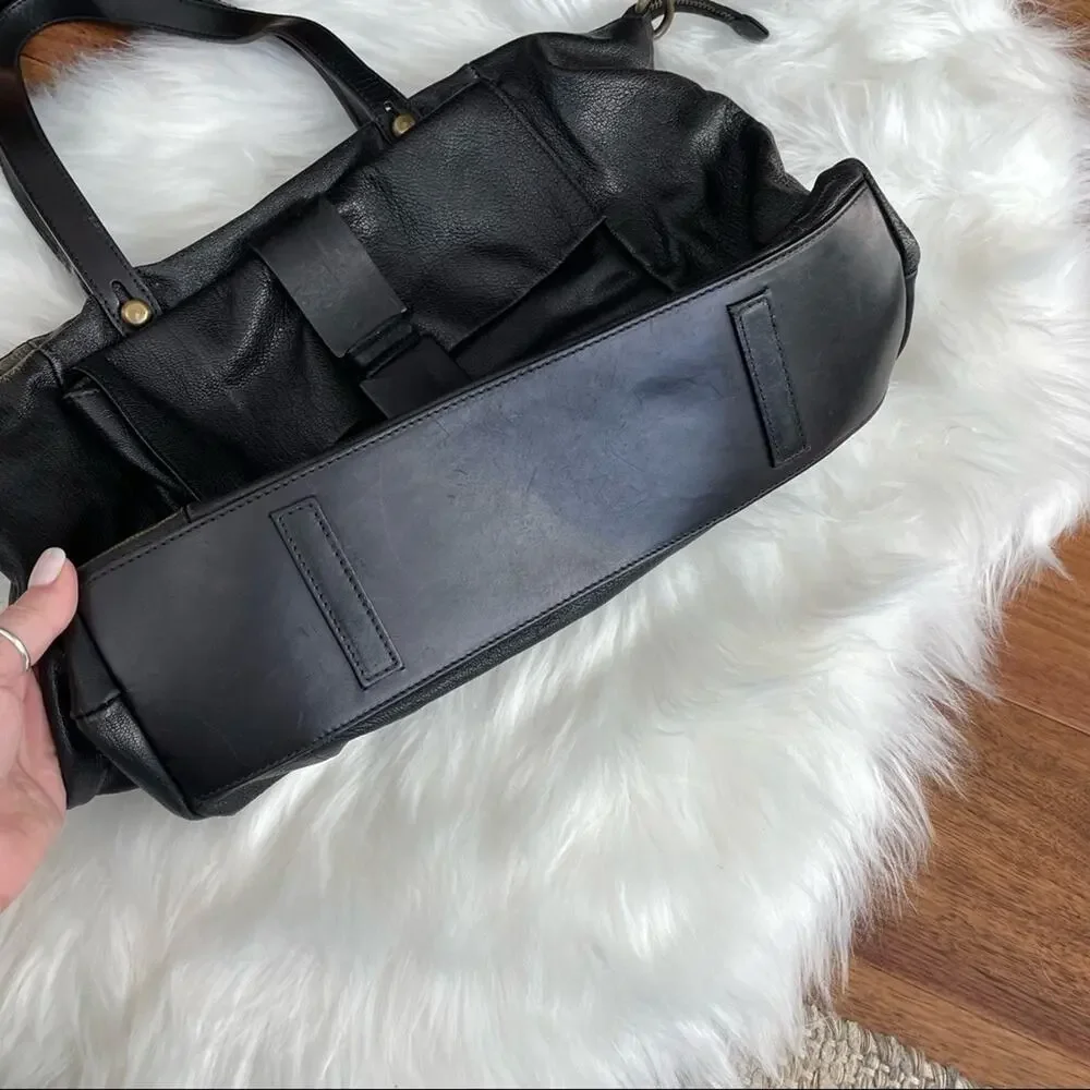 Sundance | Pandora Black Leather Bag Satchel Purse Handbag Made In Italy Tote